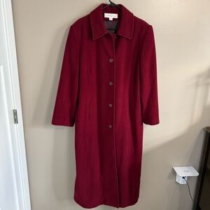 Liz Claiborne Burgundy Red Lambswool Long Ankle Length Winter Coat Women’s 14